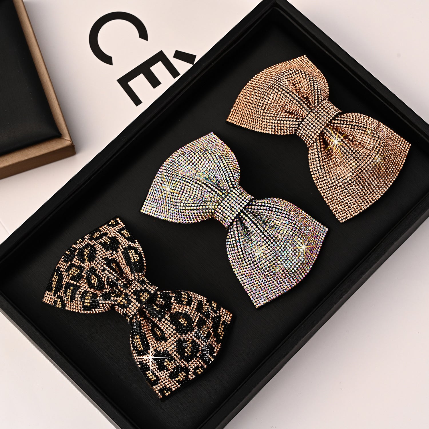 Wholesale 2023 Full Diamond Bow Spring Clip Hairpin